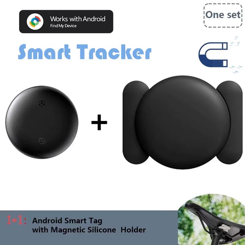 Android Airtag with Magnet Holder Compatible with Google Find My, Waterproof Shockproof Smart Tracker with Protective Cover